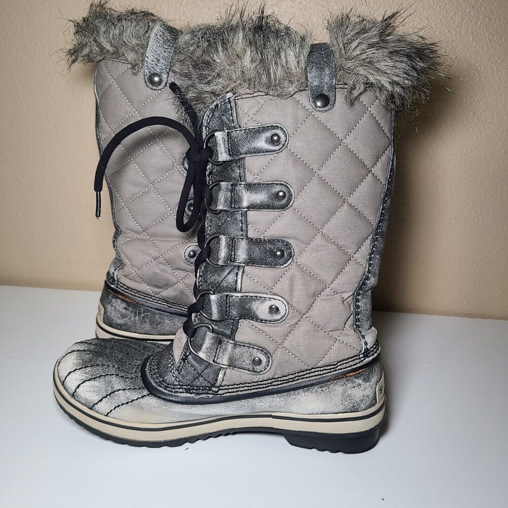 Sorel Tofino Disressed Gray Lace Up Waterproof Winter Snow Boots Women's Size 7 - Picture 9 of 16